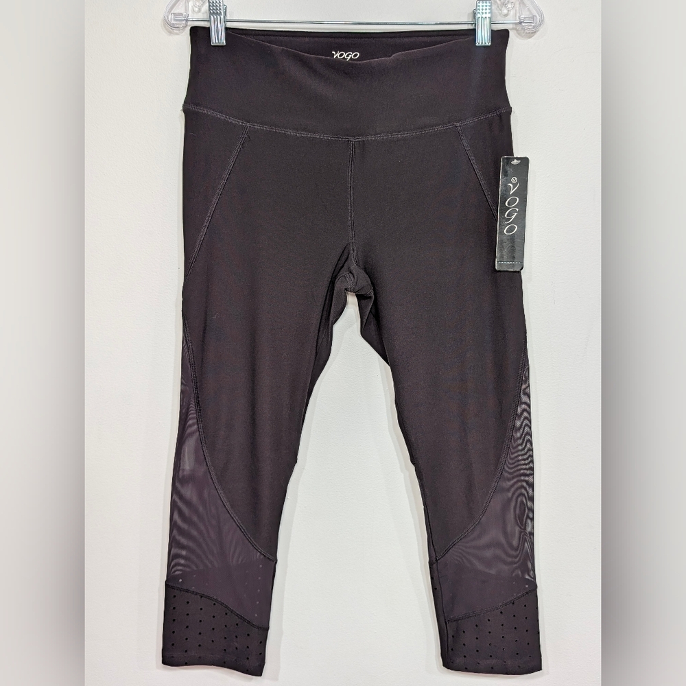 VOGO Athletica Women's M Wine Crop Yoga Mesh Stretch Leggings